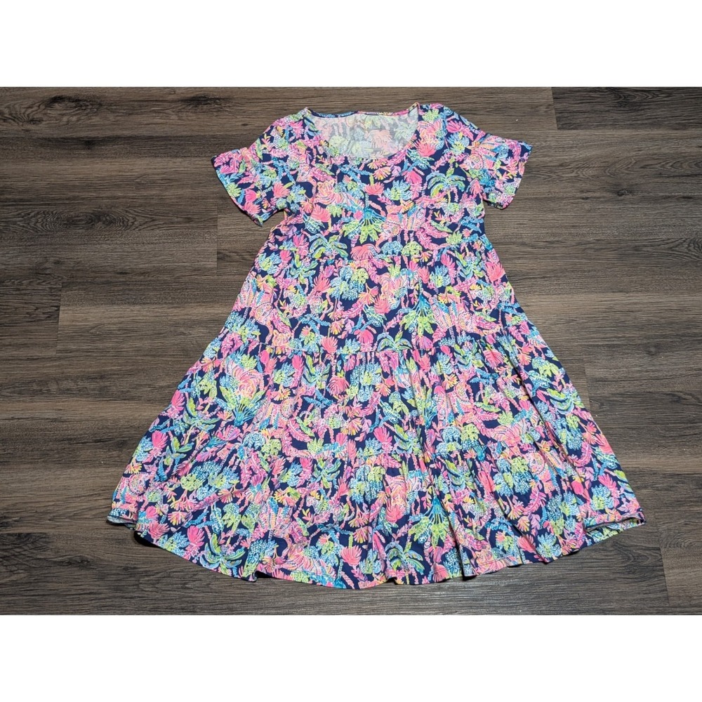 Lilly‎ Pulitzer Jodee Mini Dress Womens S Oyster Bay Navy Seen and Herd Tiered